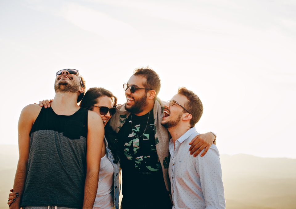 Friends laughing together